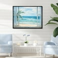 thumbnail image 2 of Designart "Tranquility by the Beach Window Views III" Oversized Coastal Framed Wall Art - Coastal Blue Coastal Windows Hallway Framed Wall Art Decor, 2 of 7