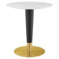 thumbnail image 4 of Modway Zinque 27.5" Round Wood & Artificial Marble Dining Table in White/Gold, 4 of 7