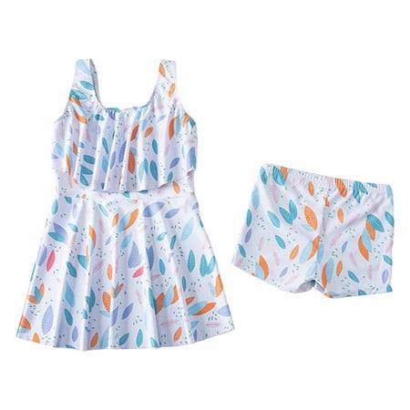 Girls Swimsuits Cute One Piece Bathing Suit Dresses Years Sleeveless Tutu Casual Kids Dress Beach Girls  Swimwear Swim Suit White Size 6-7 Years