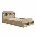 thumbnail image 1 of Sturdy Storage Headboard Bed Frame - Full Size Wooden Platform, Raised Footboard, Low Profile, Slat Support, Noise-Free, No Box Spring Needed, Walnut, FULL Size, 1 of 6