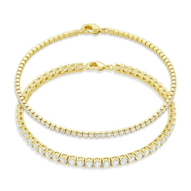 Believe by Brilliance Women's Flash Gold Plated Cubic Zirconia Tennis Bracelet Set