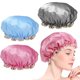 thumbnail image 1 of Gorros de Baño 3 Paquetes, Gorros de baño impermeable satinado para mujer, Gorra de Bano Mujer Reutilizable para Bañarse y Dormir Cabello Rizado, 1 of 4