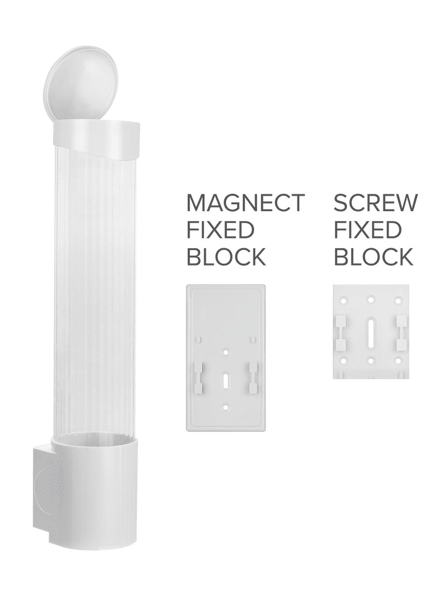 Brio White Cup Dispenser (Magnetic or Screw Plate Mountable) Fits 5oz - 7oz Flat Bottom or 3oz - 4oz Cone Shape Cups