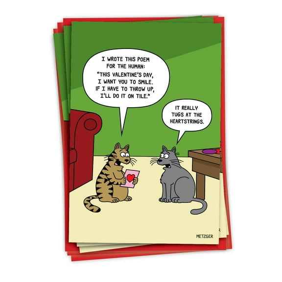 NobleWorks Pack of 3 Funny Valentine's Day Greeting Cards with Envelopes (1 Design, 3 Each) Human Poem C9232VDG-C3x1