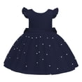thumbnail image 4 of FINALGANG Girls Kids Solid Color Tulle Dress Ruffle Cap Sleeve Crewneck High Waist A Line Skirt Princess Party Dress For Daily Wear Blue 4-5 Years, 4 of 5