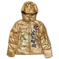 thumbnail image 5 of Ed Hardy by Christian Audigier Women's Embroidered Removable Hood Puffer Jacket (Large, Gold), 5 of 12