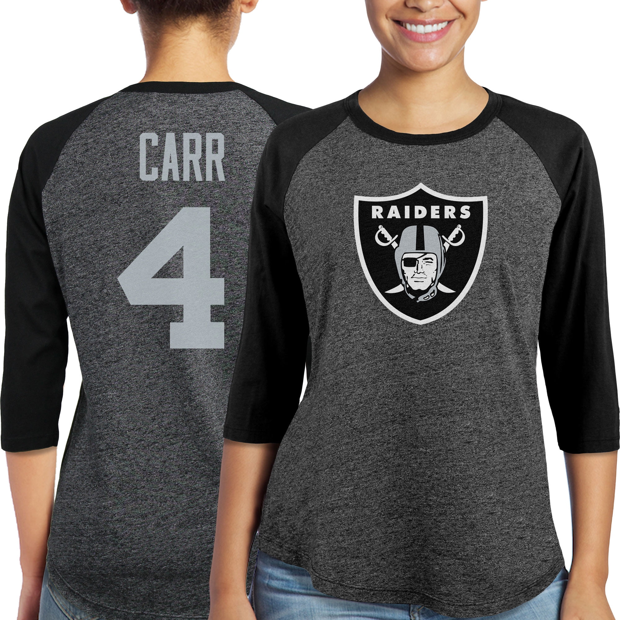 Derek Carr Las Vegas Raiders Majestic Women's Player Name & Number Tri