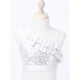 thumbnail image 2 of Alvivi Kids Girls Sequin Ruffled One Shoulder Ballet Dance Crop Tops Jazz Modern Dance Vest White 12, 2 of 7