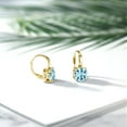 thumbnail image 4 of Gem Stone King 5.60 Ct Cushion Sky Blue Topaz 18K Yellow Gold Plated Silver Earrings, 4 of 4
