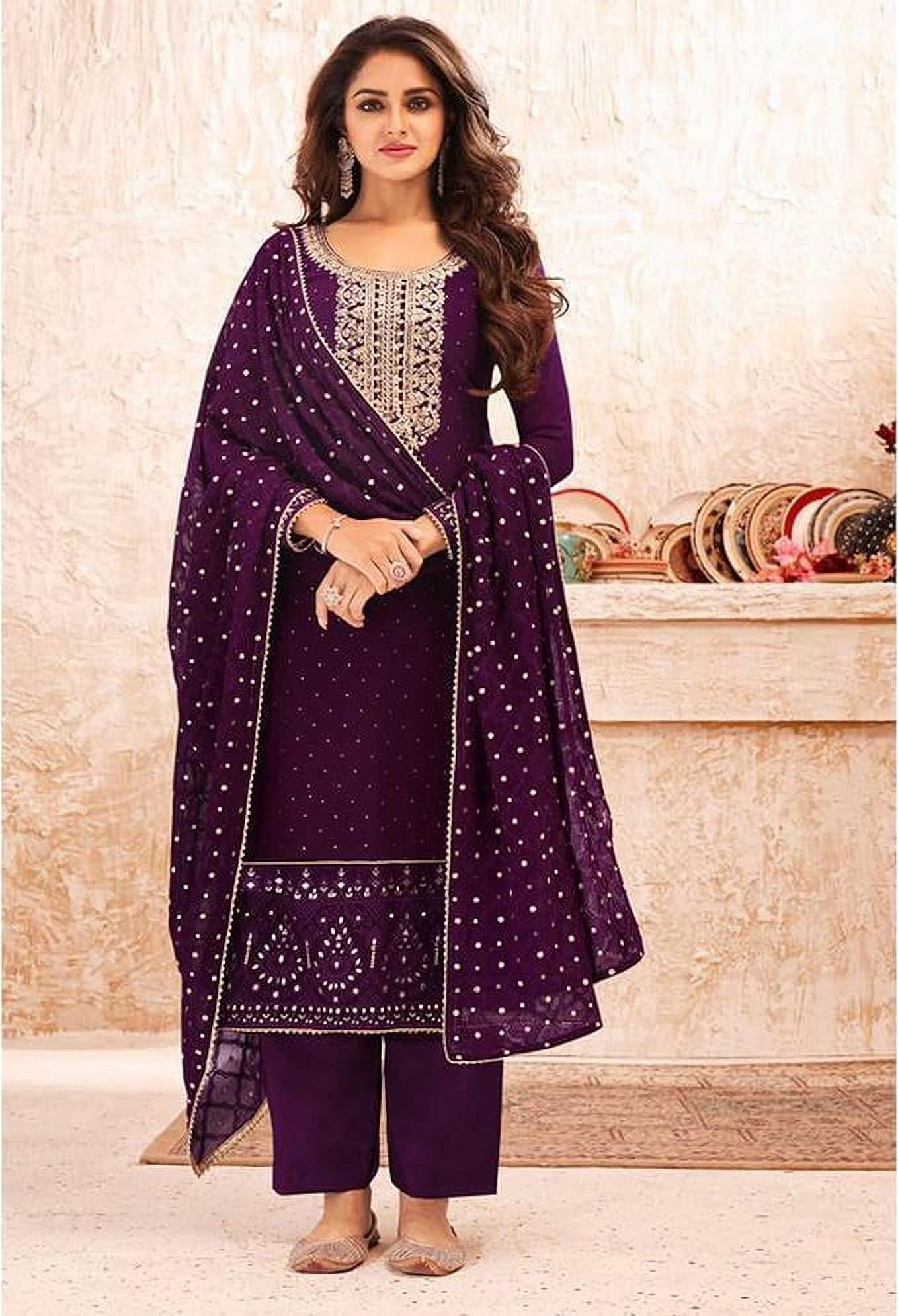 open lace back dress Purple Simmer Silk Kameez with Skirt Suit for Indian & Pakistani Wedding Festival main image 1