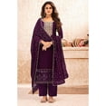 thumbnail image 4 of Wedding Wear Pakistani Designer Salwar Kameez Suits Indian Plazo Pant Dress ( Purple, XXL - 46 ), 4 of 7