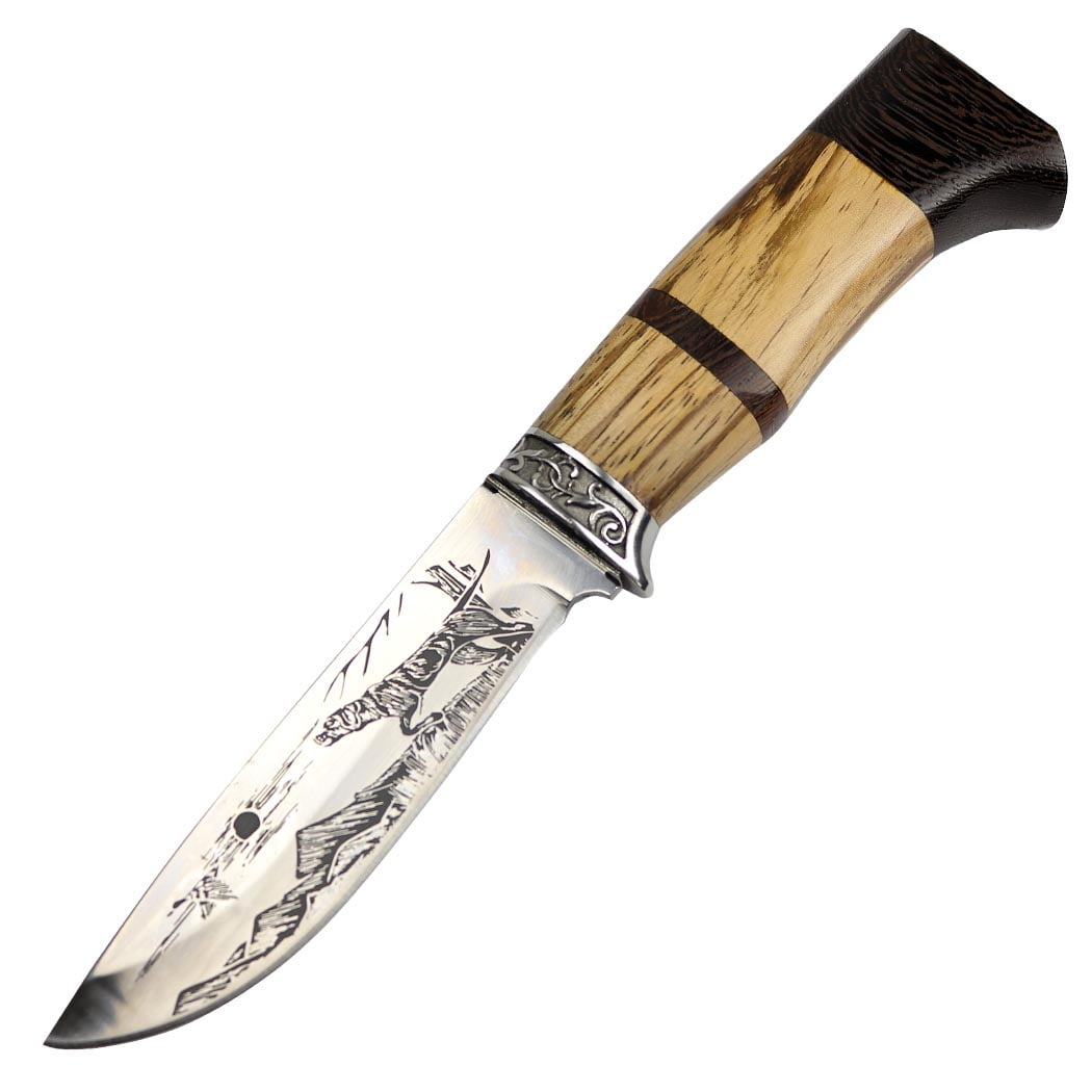 DefenderXtreme 9' Western Style Hunting Knife Wood Handle Wildlife