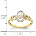 thumbnail image 3 of 10K Yellow Gold Fw Cultured Pearl And Diamond Ring (Size 7) Made In India 10xb303, 3 of 5