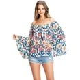 thumbnail image 4 of Flying Tomato Women's Boho Prints Off Shoulder Blouse (Small, Ivory), 4 of 4