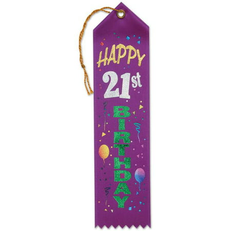 Happy 21st  Birthday  Award Ribbon 2 x 8 Party  Accessory 