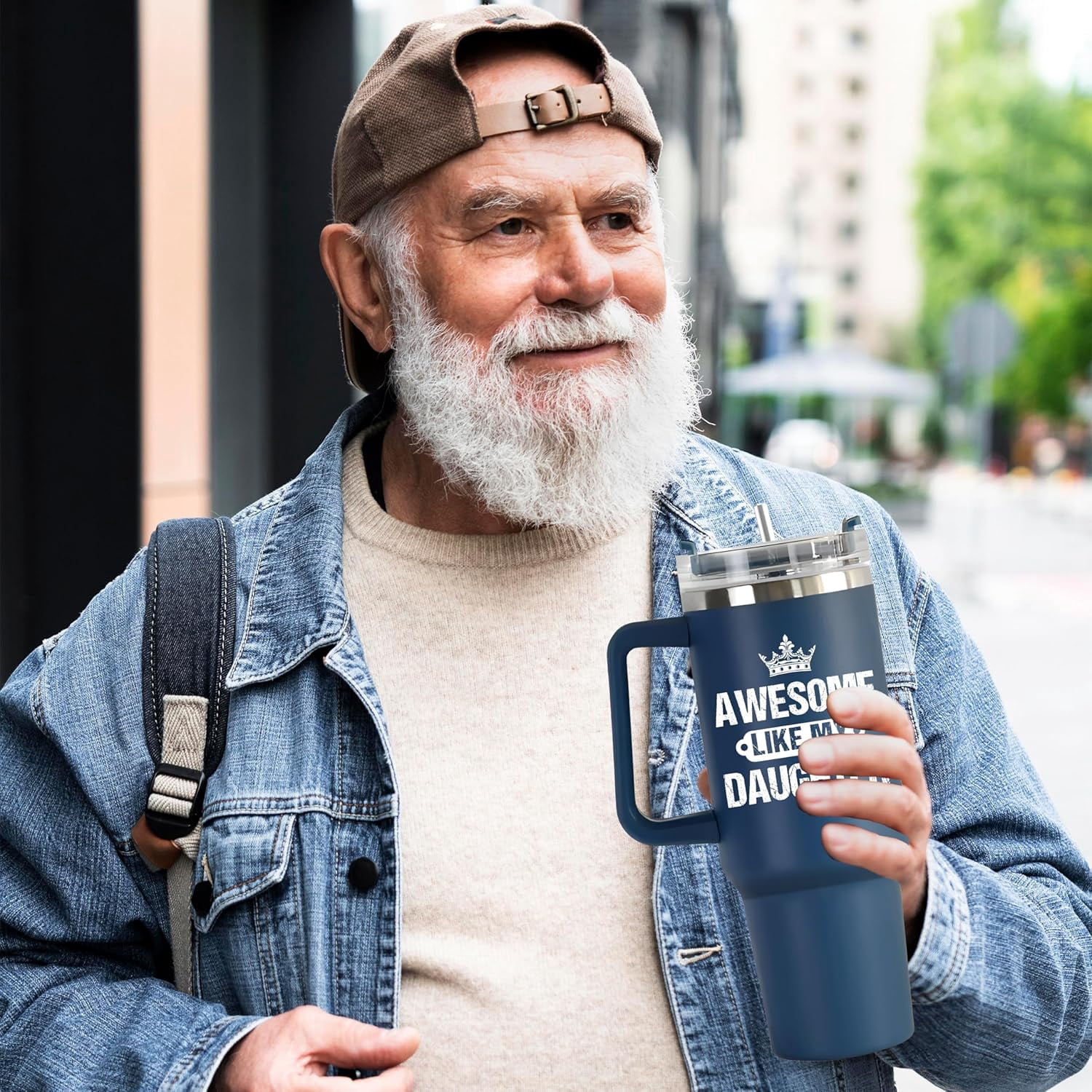 Funny Birthday Gift For Dad From Daughter, Awesome Like My Daughter Tumbler 40oz, Christmas Father''s Day Gift For Dad, Father In Law Birthday Gift From Daughter In Law, New Bonus Dad Gift
