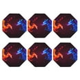 thumbnail image 2 of Pofeuu Futuristic Red And Blue Bird Print Leather Coasters Set of 6, Round Cups Mugs Mat Pad for Home Kitchen Heat Resistant Drink Coasters,Octagon, 2 of 7