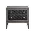 thumbnail image 3 of HomeStock Vibes 29 Inch Nightstand with 2 Faux Leather Upholstered Drawers Gray Wood Finish Painted Silver Accent Frames Square Knobs, 3 of 6