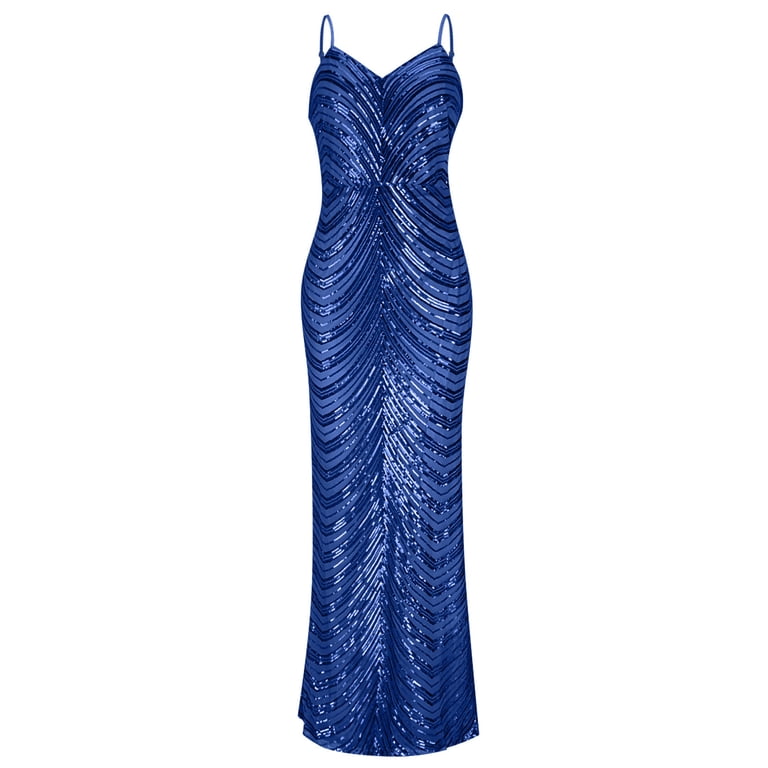 sparkling blue bodycon dress BLTIBY Women's Spaghetti Strap Sequin Club Party Long Cocktail Dresses Fashion Elegant XL Do Not Bleach trend_one-shoulder Sleeveless Twist Cut Out Size:UK 7 / EU 41