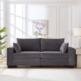 thumbnail image 2 of S-HOME Upholstered Corduroy Sofa in with USB Ports and Cup Holders, Spacious 78 Inch 3-Seater Living Room Couch，Gray, 2 of 8