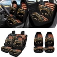 thumbnail image 2 of Uorisanigo Bear American Flag Car Seat Cover Sets Full Set Steering Wheel Covers+Armrest Protector+Head Rest Cover+Car Coaster+Handbrake Covers+Seat Belt Shoulder Pads+Keychain,18 Pack, 2 of 7