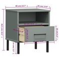 thumbnail image 4 of vidaXL Bedside Cabinet with Metal Legs Grey Solid Wood Pine OSLO, 4 of 5
