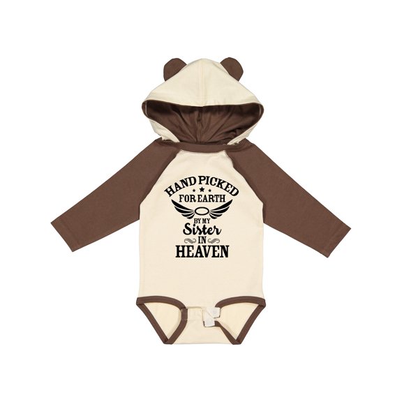 Inktastic Handpicked for Earth by My Sister in Heaven with Angel Wings Boys or Girls Long Sleeve Baby Bodysuit