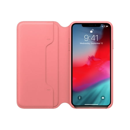 iPhone XS Max Leather Folio - Peony Pink