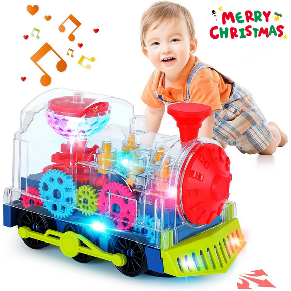 Ludolm Baby Toys, Tummy Time Toys for Kids with Electronic Light & Sound Music Electric Gear Train Toys for Toddlers Early Educational Crawling Toys for Boys Girls Infant Birthday