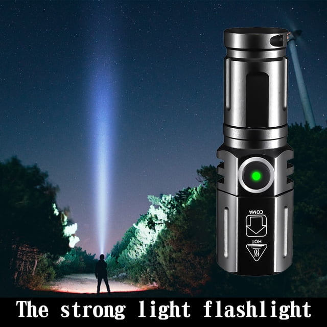 Fiudx Linterna Portátil de Largo Alcance, Carga Rápida Tipo C, Diseño Telescópico Mecánico, Indicador de Batería Real, Equipo de Exploración Al Aire Libre, Ideal para Personas Mayores, Tamaño Compact