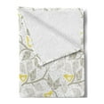 thumbnail image 2 of Grey and Yellow Soft Flannel Fleece Blanket, Abstract Tree Branches with Leaves Birds and Dots Spring Nature, Cozy Plush for Indoor and Outdoor Use, 70" x 90", Grey Yellow and White, by Ambesonne, 2 of 5