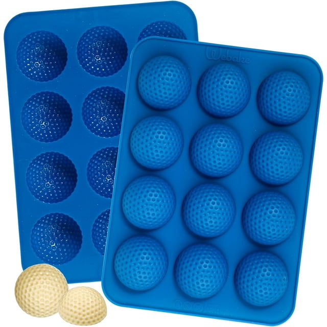 Golf Ball Chocolate Molds, Silicone 12-Cavity Mold for Cake Decorations, Hot Chocolate Bomb, Candy (Pack of 2)