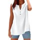 thumbnail image 1 of Camisa sin mangas con cierre de botones para mujer para el verano: informal para el día a día, color liso, versátil con vaqueros/pantalones., 1 of 4