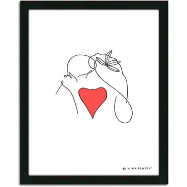 Personal-Prints The Kiss Line Drawing Framed Art