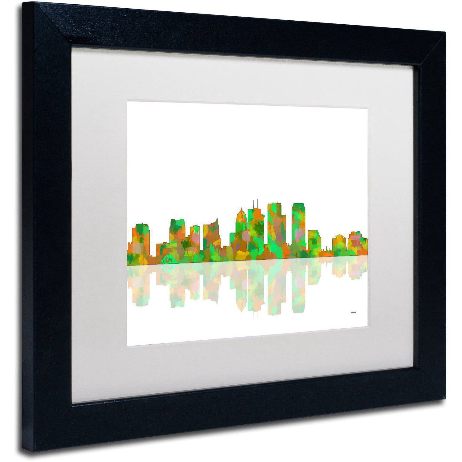 Trademark Fine Art "Tampa Florida Skyline" Canvas Art by Marlene Watson White Matte, Black Frame