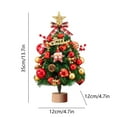 thumbnail image 3 of Tabletop Christmas Tree with Lights, Mini Artificial Christmas Tree, Christmas Party Decoration for Desktop Window Walkway Indoor Home, Red Plastic Table top Tree with LED Lights and Berries, 3 of 7