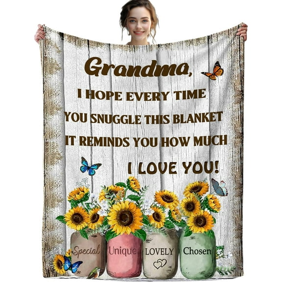 Grandma Blanket Mothers Day Birthday Gifts for Grandma Throw Blanket for Sofa Bed Living Room Suitable for All Season 50"X40"