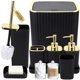 thumbnail image 1 of Set de accesorios de baño XLHOMO Gorgeous, 10 piezas, negro/dorado, 1 of 6