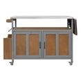 thumbnail image 5 of Harper & Bright Designs Outdoor Extendable Kitchen Island with Wheels, Patio Kitchen Cart with Foldable Stainless Steel Top, Portable Prep Station with Storage Cabinet, Espresso + Grey, 5 of 19