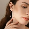 thumbnail image 4 of Flattened Gold Hoop Earrings for Women, 14K Gold Plated Hoops ,Hypoallergenic Lightweight Earring, 4 of 6