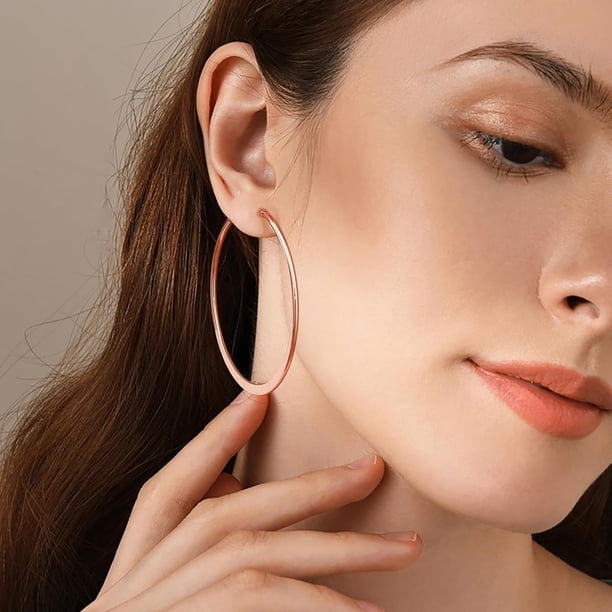 14K Gold Plated Hoop Earrings For Women - 35MM Large Dainty Hoops, Hypoallergenic Gift