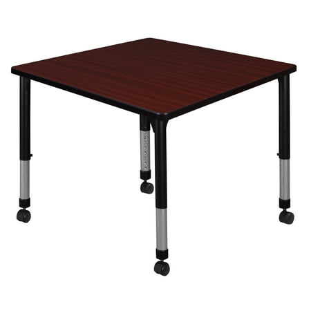 UPC: 0192357035160 | Regency 42 in. Kee Square Height Adjustable Mobile Classroom Table  Mahogany