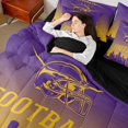 thumbnail image 4 of jejeloiu Football Sport City 7pcs Bedding Comforter Set,Purple Yellow Helmet Queen Bedding Sets For Rugby Lover Reversible, 4 of 8