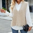 thumbnail image 5 of QTBIUQ Sweater Sweater Vest Womens Fashion Casual Style Slim V-Neck Sleeveless Waistcoat Knit Sweater Sweater Top Beige, 5 of 7