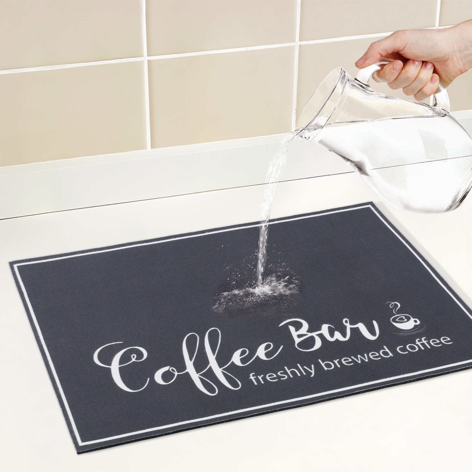 Unique Bargains Diatomaceous Quick Dry Coffee Mat for Kitchen Dark Gray 15.7*11.8 inch