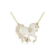FEINUHAN Antique Horse Pendant Golden Tone Gallops Enamel Finish Fashion Necklace