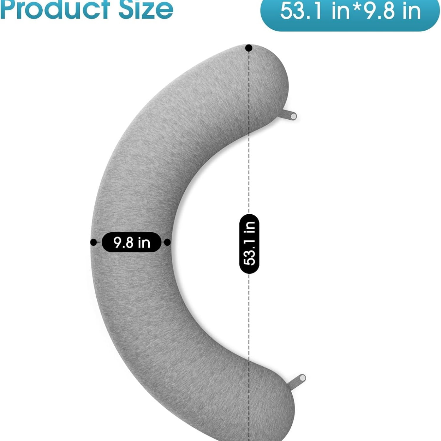 Body Pillow, Long Pillow, Memory Foam & C-Shaped for Side Sleeper, Machine Washable Pillowcase, 53”×10”