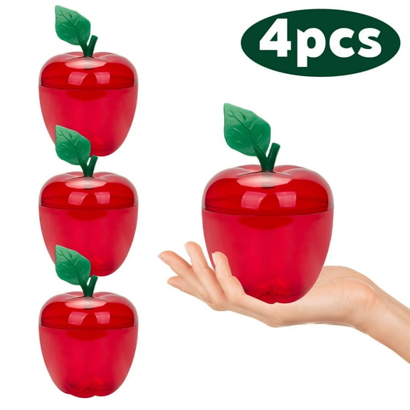 Large Red Apple Container Apple Shaped Candy Toy Jar Teacher Appreciation Gift Party Ornaments Christmas Decorations 4 Pack