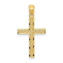 Diamond2Deal 14K Yellow Gold Filigree Cross Pendant for Women (L- 1.15 in, W- 0.56 in)