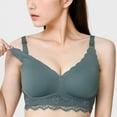 thumbnail image 2 of Hinvhai Women's Sexy Ultra-thin Lace Bra without Steel Ring Breast Upward Opening Feeding Bra On Clearance Green M(M), 2 of 6